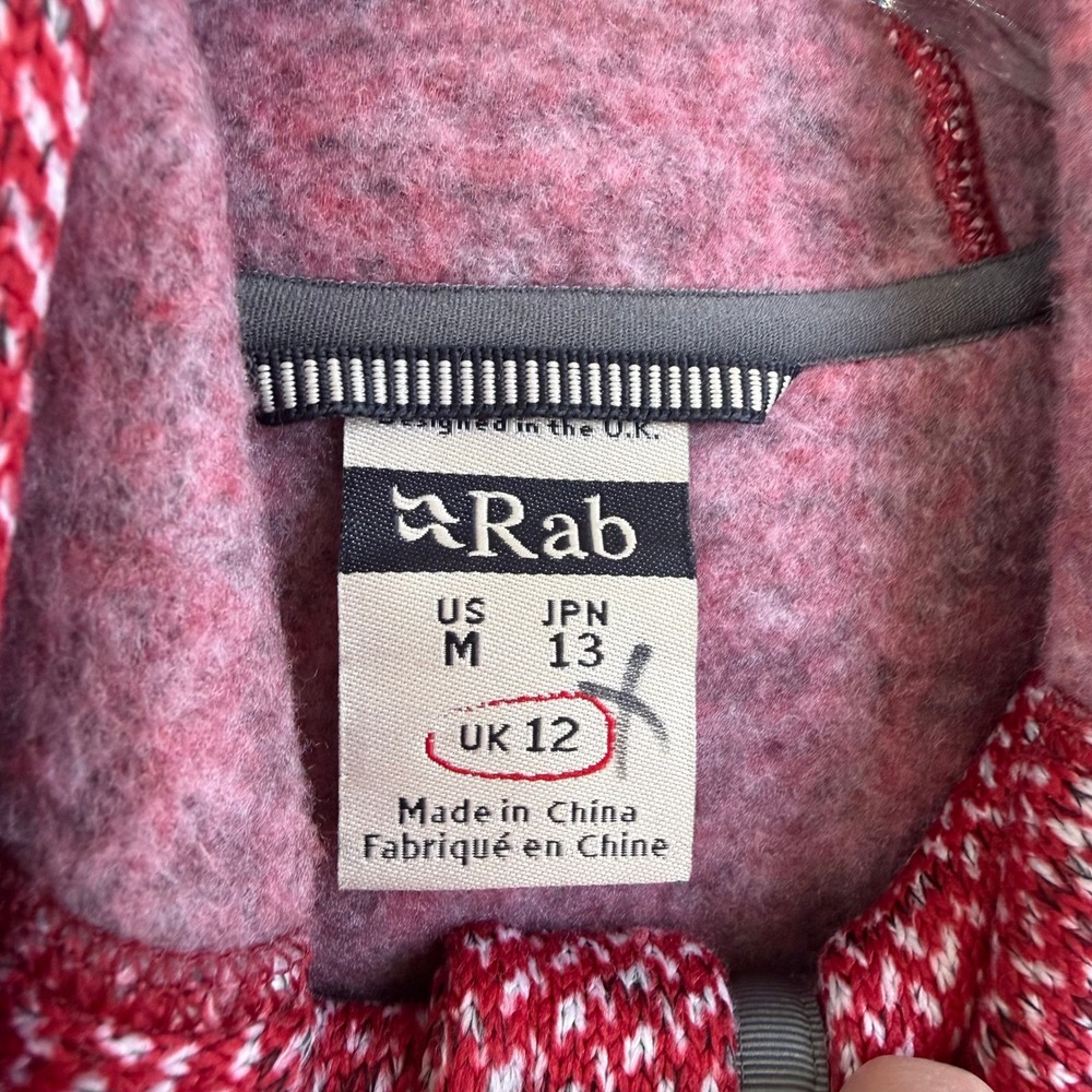 Rab Amy Hoody Red White Marl Full Zip‎ Fleece Sweater Jacket WOMEN M - Picture 4 of 11
